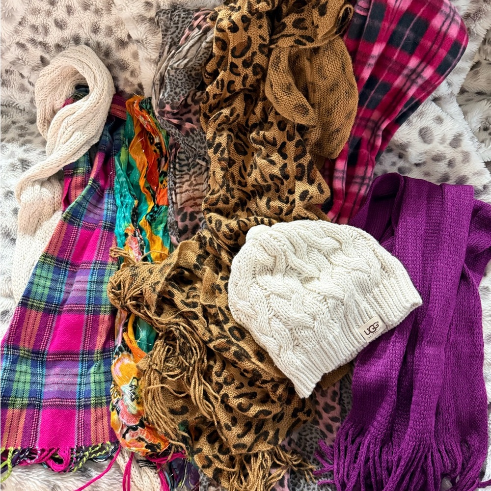 UGG Women's Cream Cable Knit Hat and Scarf and misc others